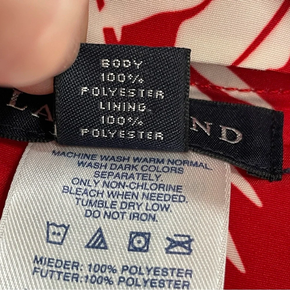 Lands’ End Men’s Red Palm Swim Trunks 9” Inseam Swim Shorts Medium Size 32-34